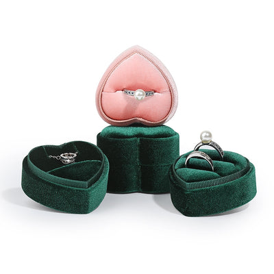 Fashion Heart Shape Corduroy Jewelry Box - Compact Ring and Pendant Display Case with Custom Logo Option