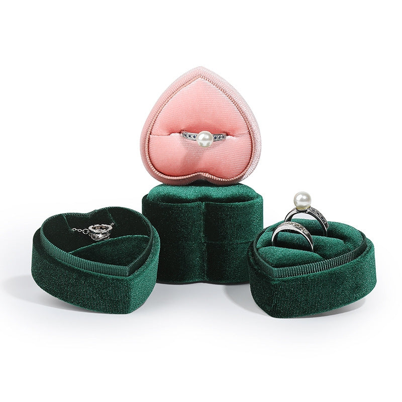 Fashion Heart Shape Corduroy Jewelry Box - Compact Ring and Pendant Display Case with Custom Logo Option