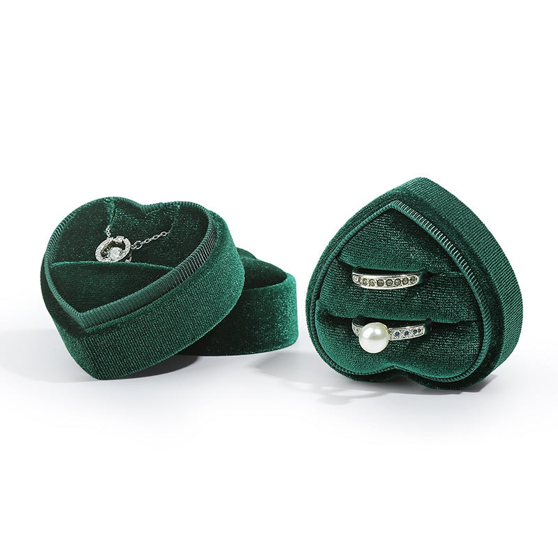 Fashion Heart Shape Corduroy Jewelry Box - Compact Ring and Pendant Display Case with Custom Logo Option