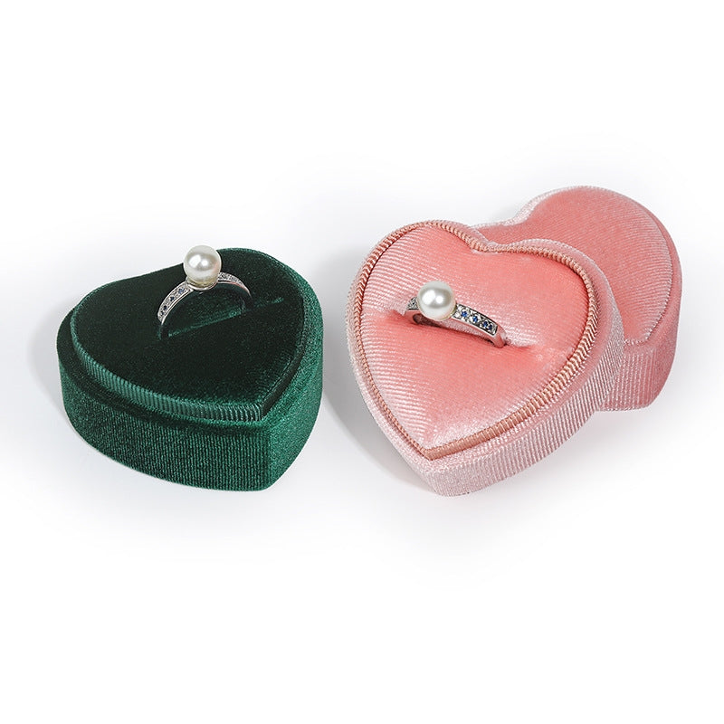 Fashion Heart Shape Corduroy Jewelry Box - Compact Ring and Pendant Display Case with Custom Logo Option