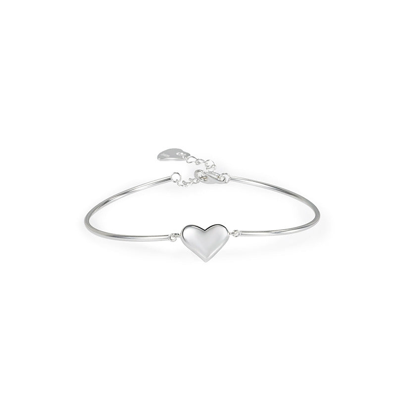 Korean Summer S925 Sterling Silver Heart Shape Bracelet for Women