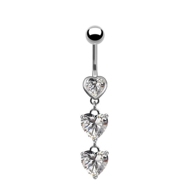 Fashion Angel Wing Heart Zircon Stainless Steel Belly Ring