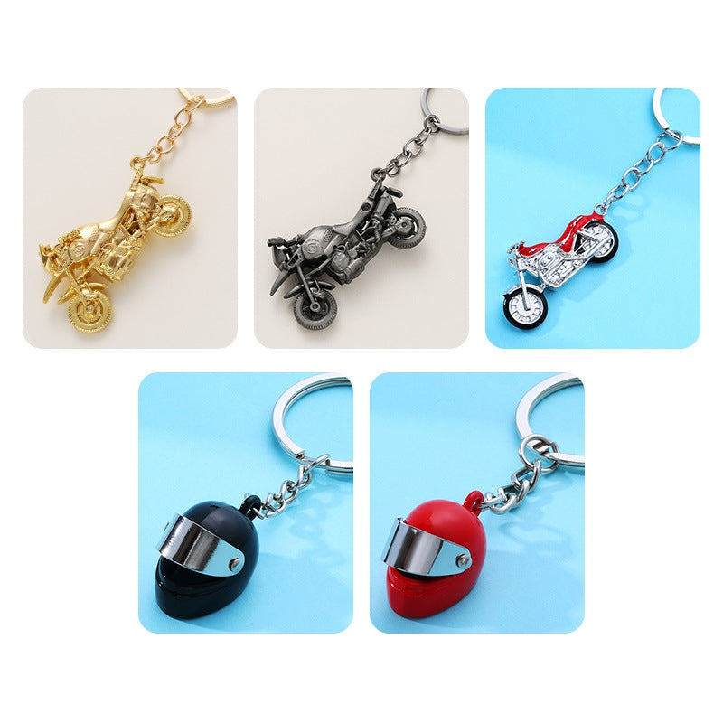 Motorcycle Alloy Plated Mini Helmet Keychain and Bag Charm Gift