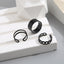 Fashion Hip-hop Minimalist C-shaped Open Ring Set - 3 Pieces