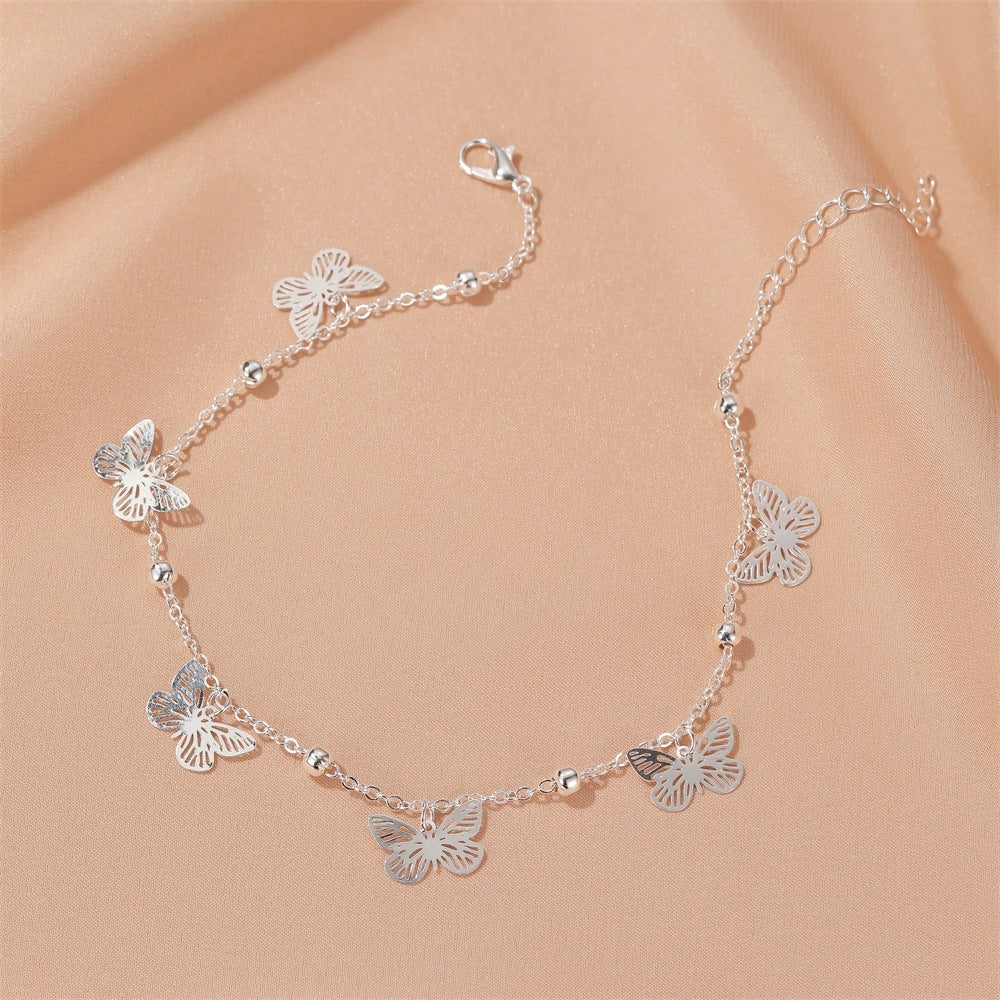 Summer Multi-layer Hollow Butterfly Pendant Anklet for Women Fashion Jewelry