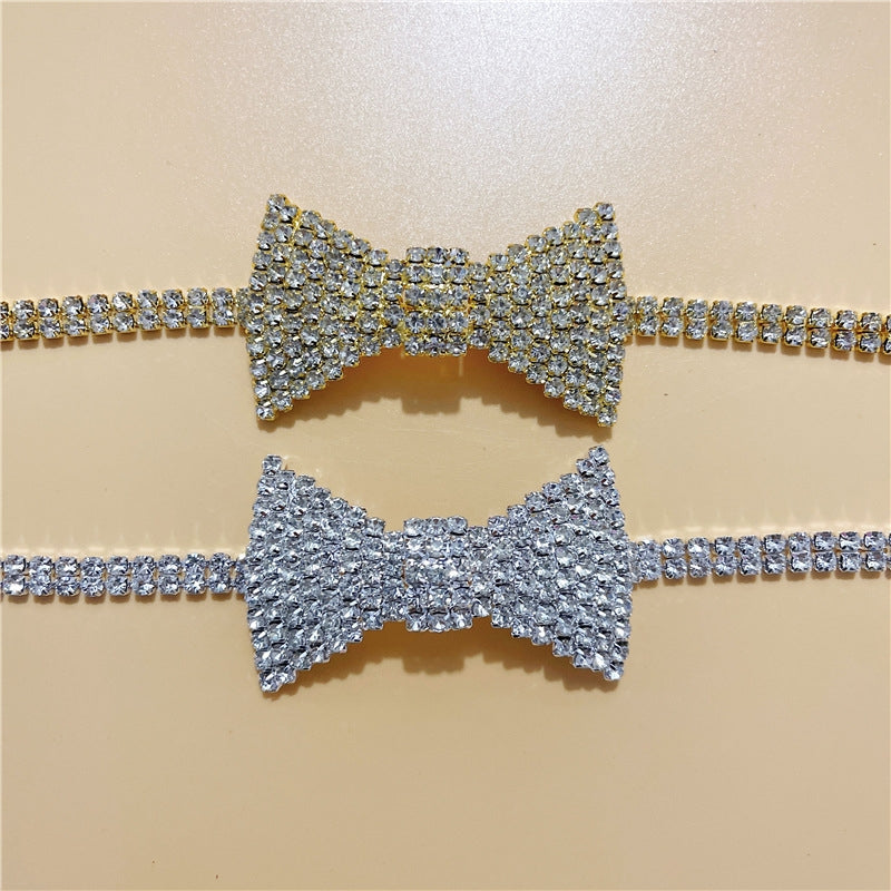 Fashion Rhinestone Bow Tie Choker Necklace