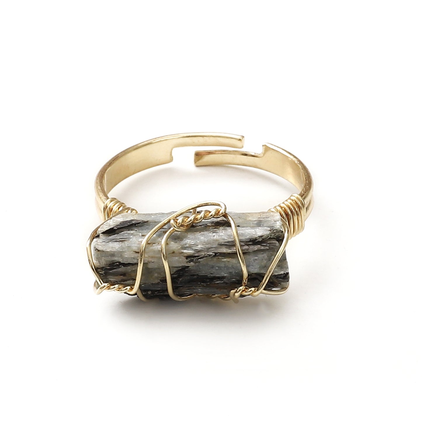 Fashion Irregular Natural Stone Adjustable Copper Plated Ring