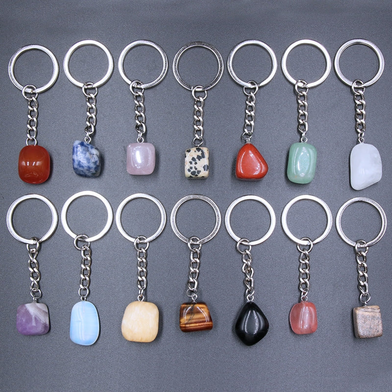 Irregular Natural Stone Crystal Keychain Pendant for Bags