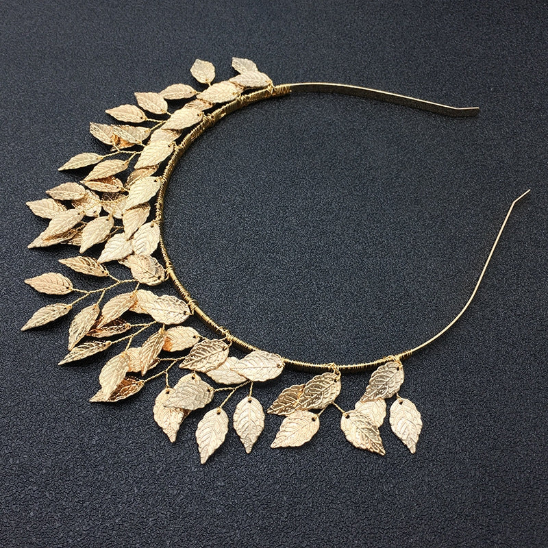 Golden Leaf Alloy Hair Band - Versatile Gold-Plated Headband