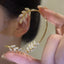 Fashion Leaf Alloy Plated Gemstone Ear Clips with Detachable S925 Silver Needle Zircon Leaf Earrings