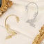 Fashion Leaf Alloy Plated Gemstone Ear Clips with Detachable S925 Silver Needle Zircon Leaf Earrings