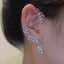 Fashion Leaf Alloy Plated Gemstone Ear Clips with Detachable S925 Silver Needle Zircon Leaf Earrings