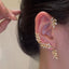 Fashion Leaf Alloy Plated Gemstone Ear Clips with Detachable S925 Silver Needle Zircon Leaf Earrings