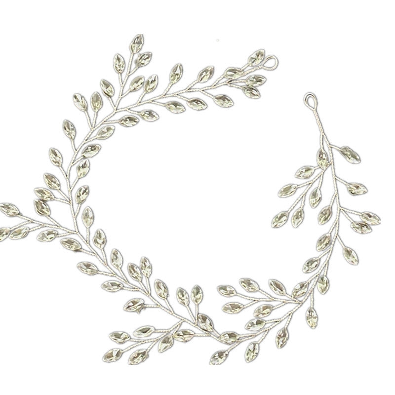 Silver Marquise Rhinestone Leaf Hairband for Weddings