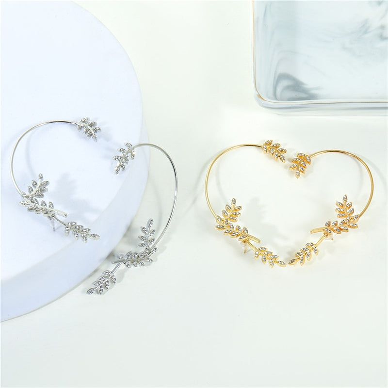 Fashion Leaves Alloy Inlay Rhinestones Women's Ear Clips 1 Piece