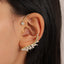 Geometric Leaf Rhinestone Ear Cuff Clips for Women