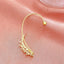 Geometric Leaf Rhinestone Ear Cuff Clips for Women