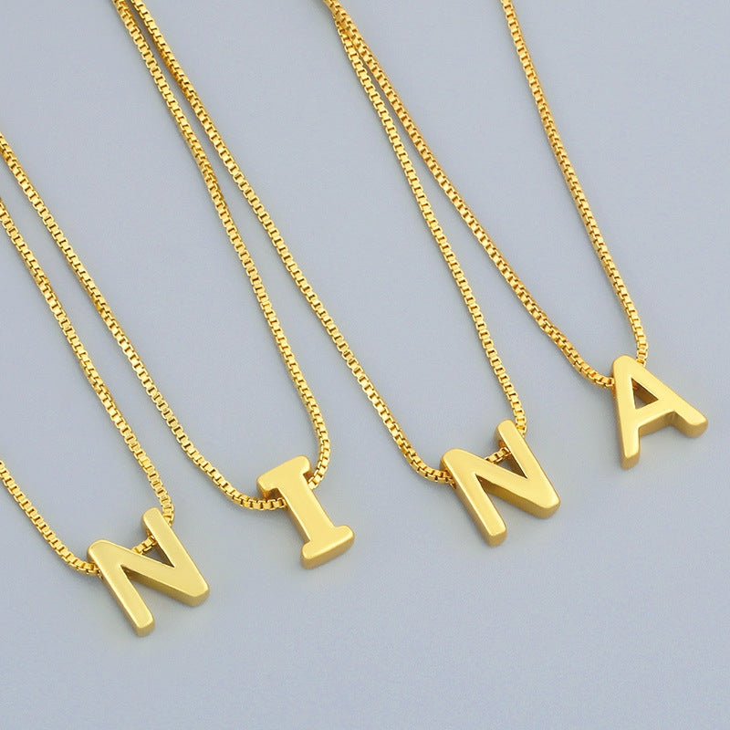 18k Gold Plated Alphabet Pendant Necklace - Minimalist Initial Choker Chain