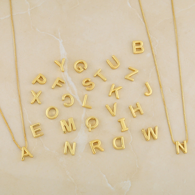 18k Gold Plated Alphabet Pendant Necklace - Minimalist Initial Choker Chain