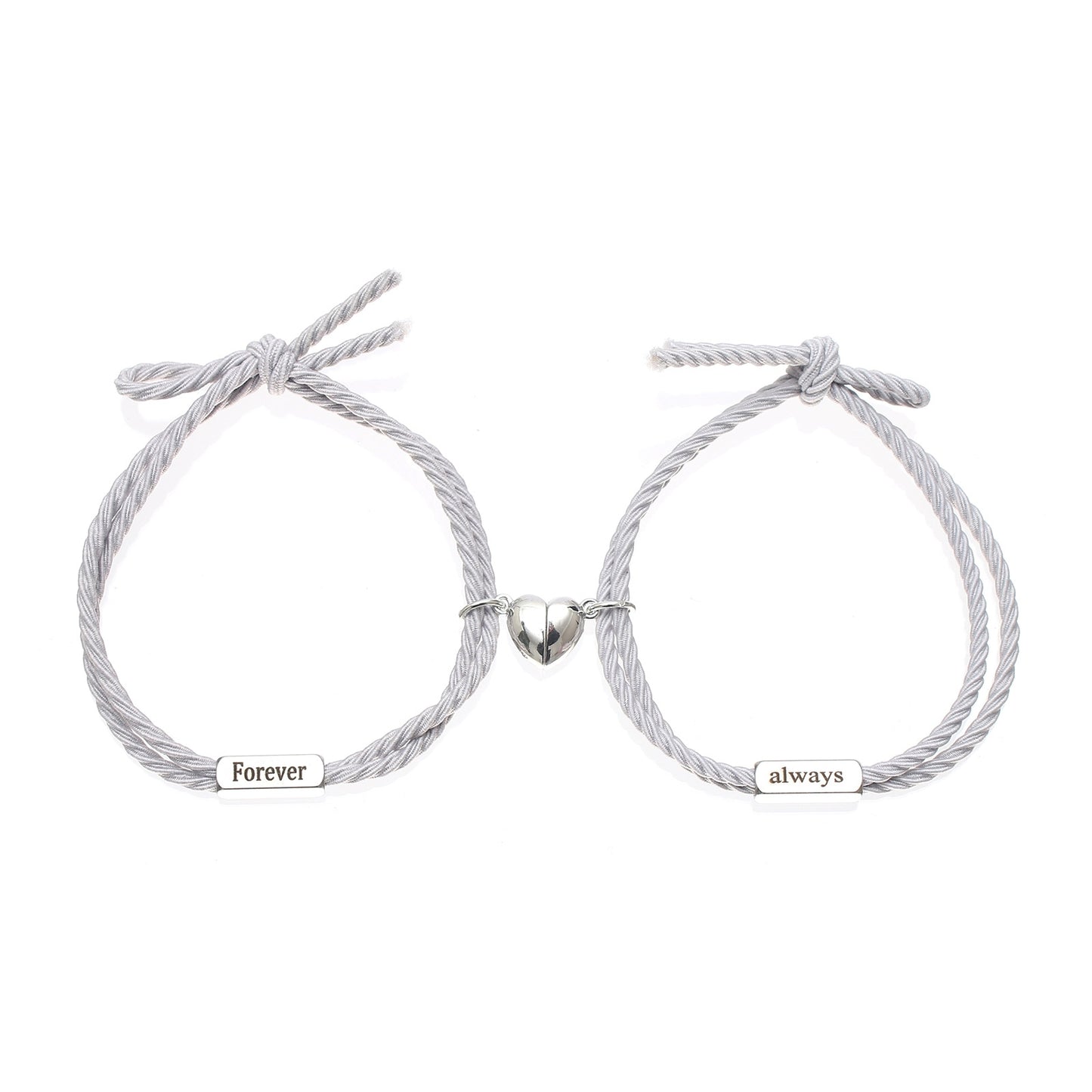 Fashion Heart Shape Stainless Steel Magnetic Couple Bracelets Set