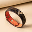 Fashion Plaid V-Shaped Leather Alloy Button Women's Bracelet