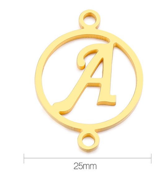 "Stainless Steel Geometric Double Circle Hollow Letter Pendant Necklace"