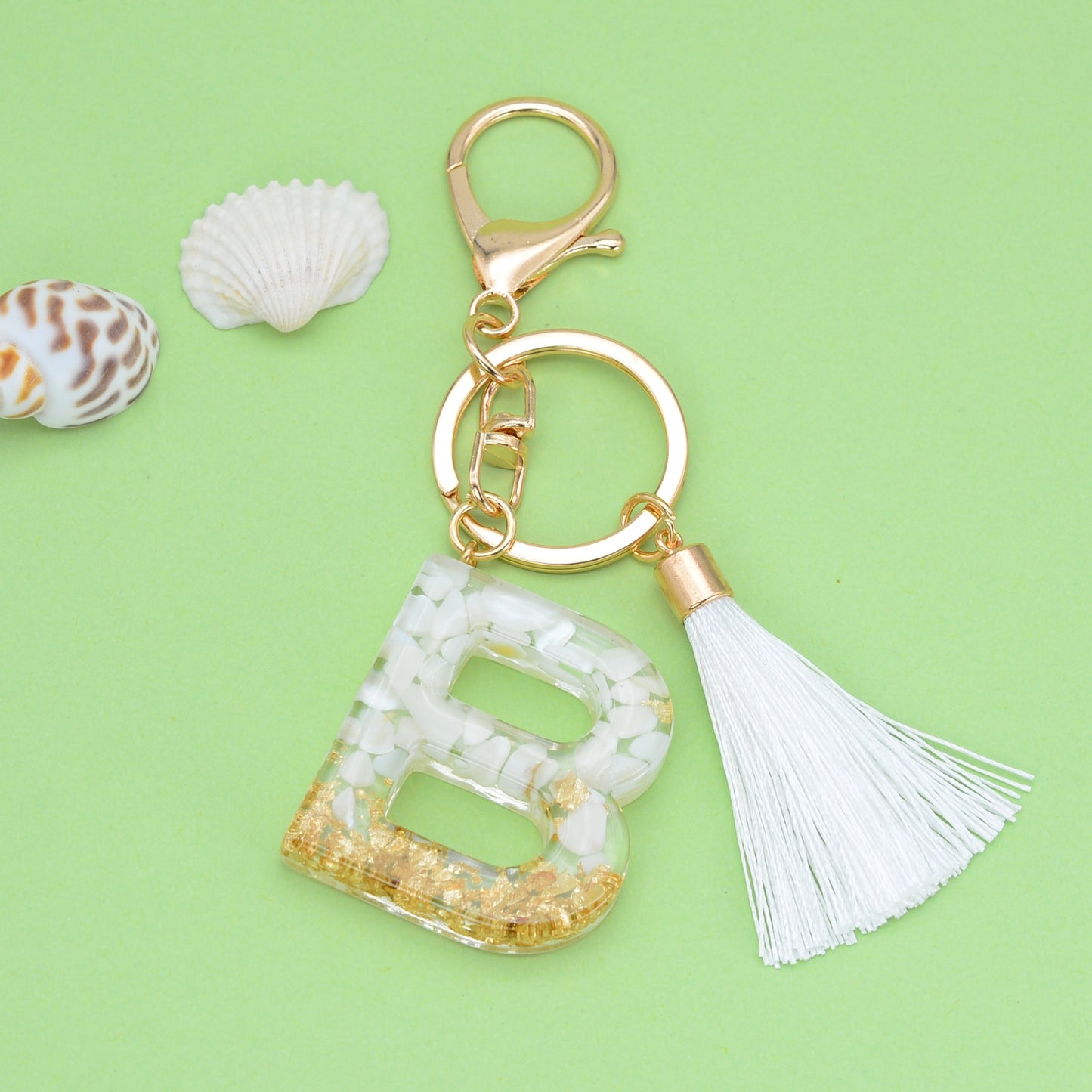 Fashion Letter Tassel Alloy Epoxy Crystal Keychain Pendant