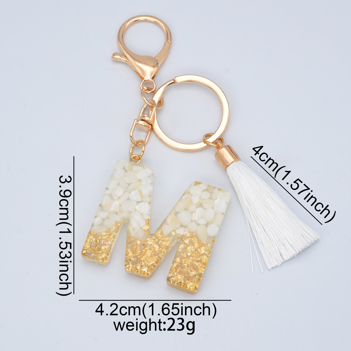 Fashion Letter Tassel Alloy Epoxy Crystal Keychain Pendant