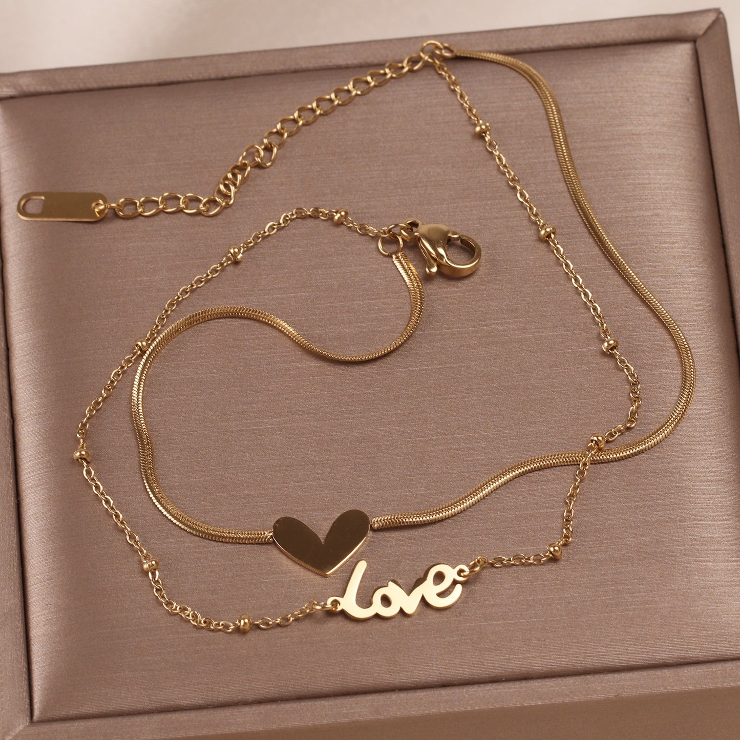 Fashion Double Layer Heart Titanium Steel Anklet