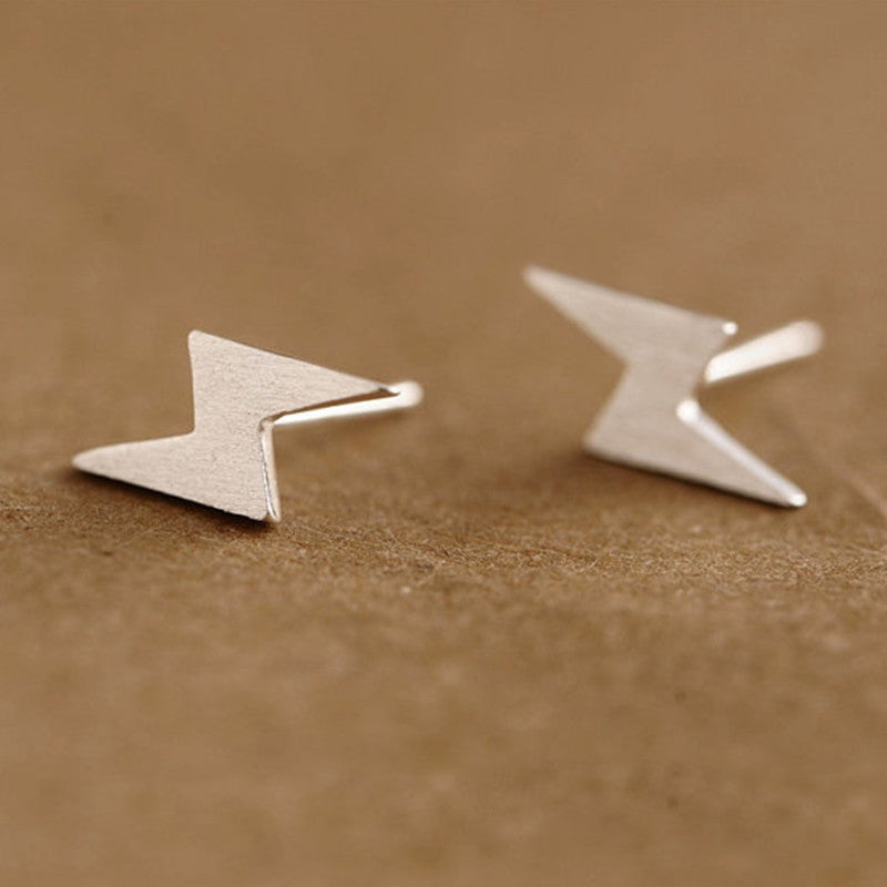 Eco-Friendly Lightning Bolt Alloy Stud Earrings - European & American Style