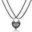 Magnetic Heart Couple Necklace Set with Stone Pendant