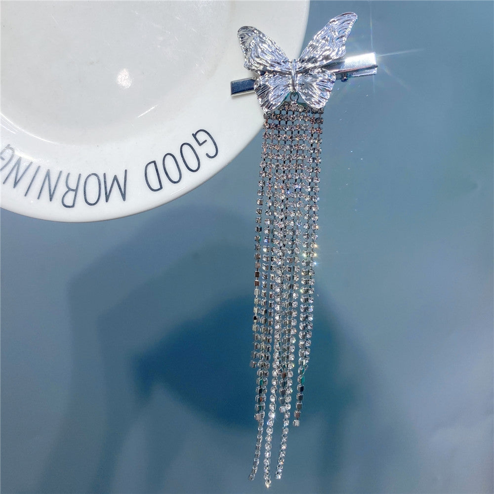 Fashion Metal Butterfly Rhinestone Tassel Hairpin Hair Accessories