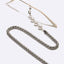 Fashion Metal Glasses and Mask Chain with Simple Pearl Alloy in Silver