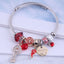 Vintage Crystal Heart Pendant Stainless Steel Bracelet