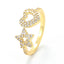 Fashion Starry Heart Adjustable Zircon Ring