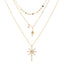 Fashion Micro-studded Skylight Star Pendant & Natural Freshwater Pearl Sunflower Multi-layer Necklace