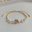 Fashion Moon Heart Pearl Copper Knitting Bracelet with Natural Pearl Beads and Gold-Plated Accents