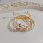 Fashion Moon Heart Pearl Copper Knitting Bracelet with Natural Pearl Beads and Gold-Plated Accents