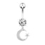 Fashion Moon and Star Zircon Stainless Steel Belly Ring