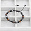 Fashion Adjustable Black Matte Woven Bracelet with Tiger Eye Stone