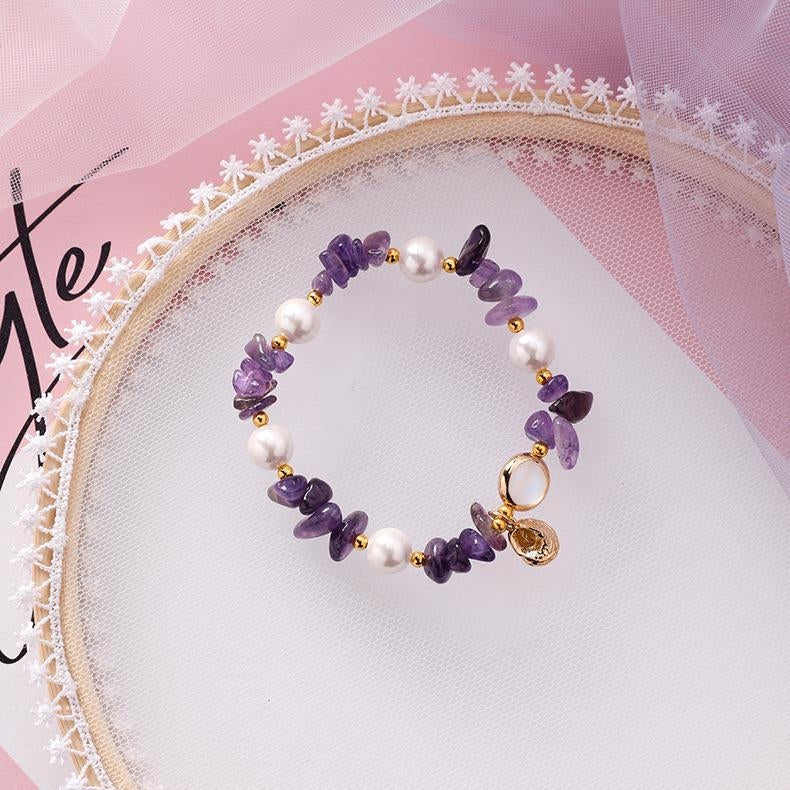 Fashion Natural Stone and Irregular Shell Pearl Beaded Bracelet