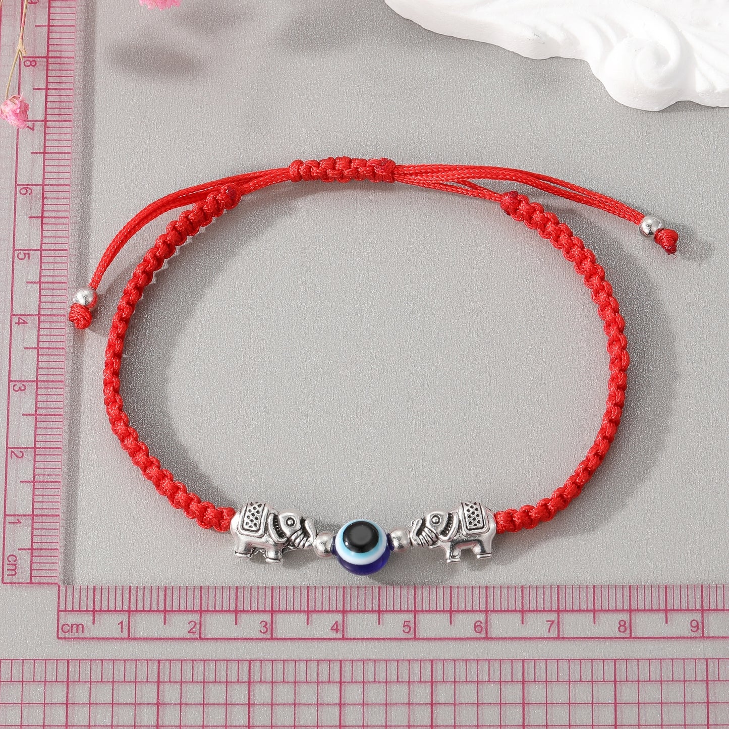 Creative Silver Elephant Eye Bead Adjustable Woven Bracelet