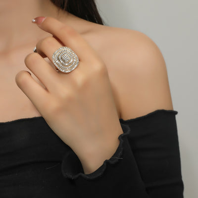 Fashion Creative Square Diamond Geometric Alloy Open Ring