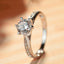 Elegant Six-Claw Zircon Copper Engagement Ring