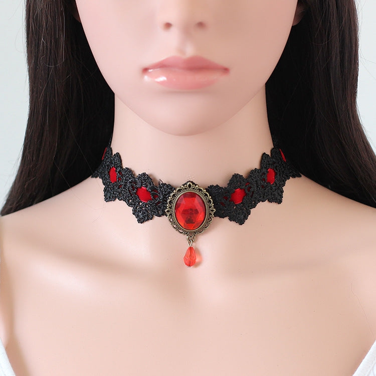 Fashion Women's Lace Velvet Choker Necklace