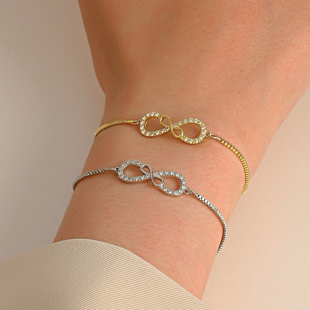 Fashion Rhinestone Infinity Love Zircon Bracelet Jewelry