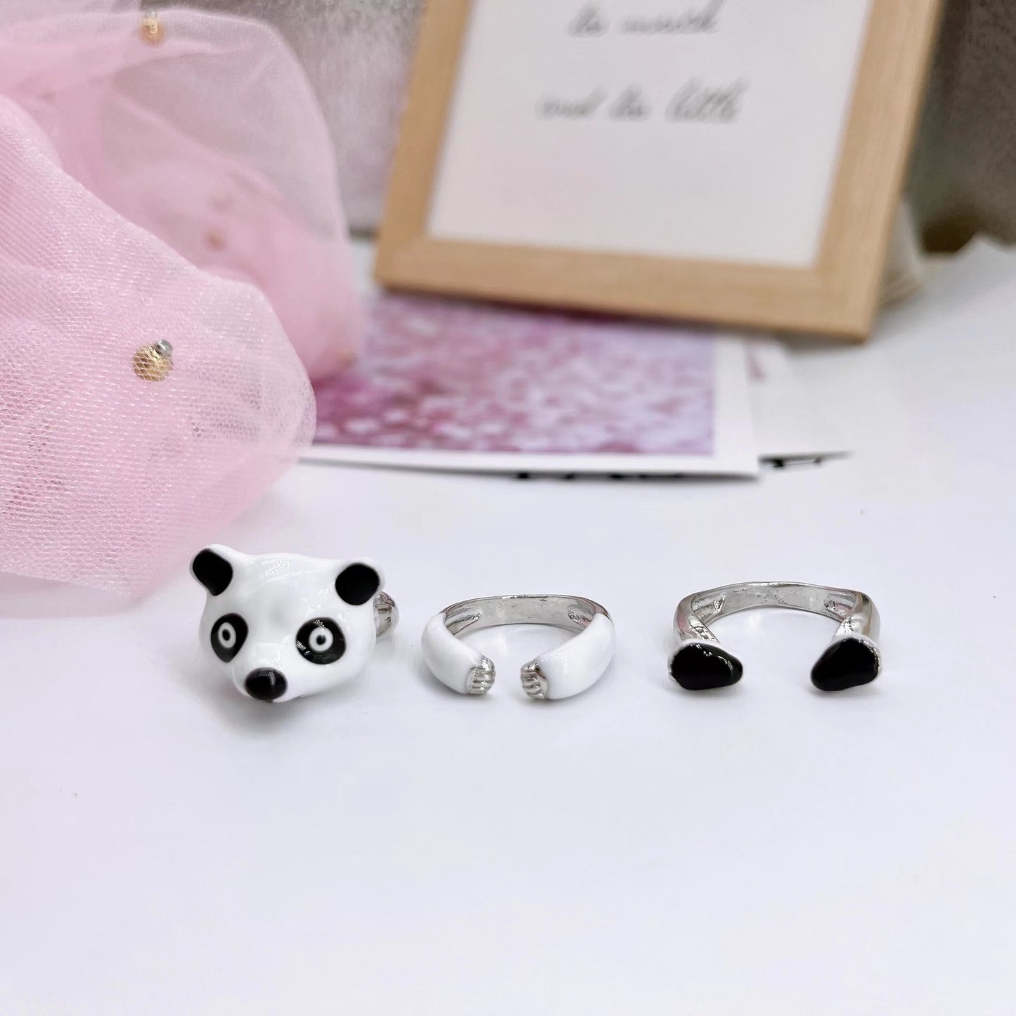 Fashion Panda Enamel Plated Women's Open Ring - Unique 2023 Design