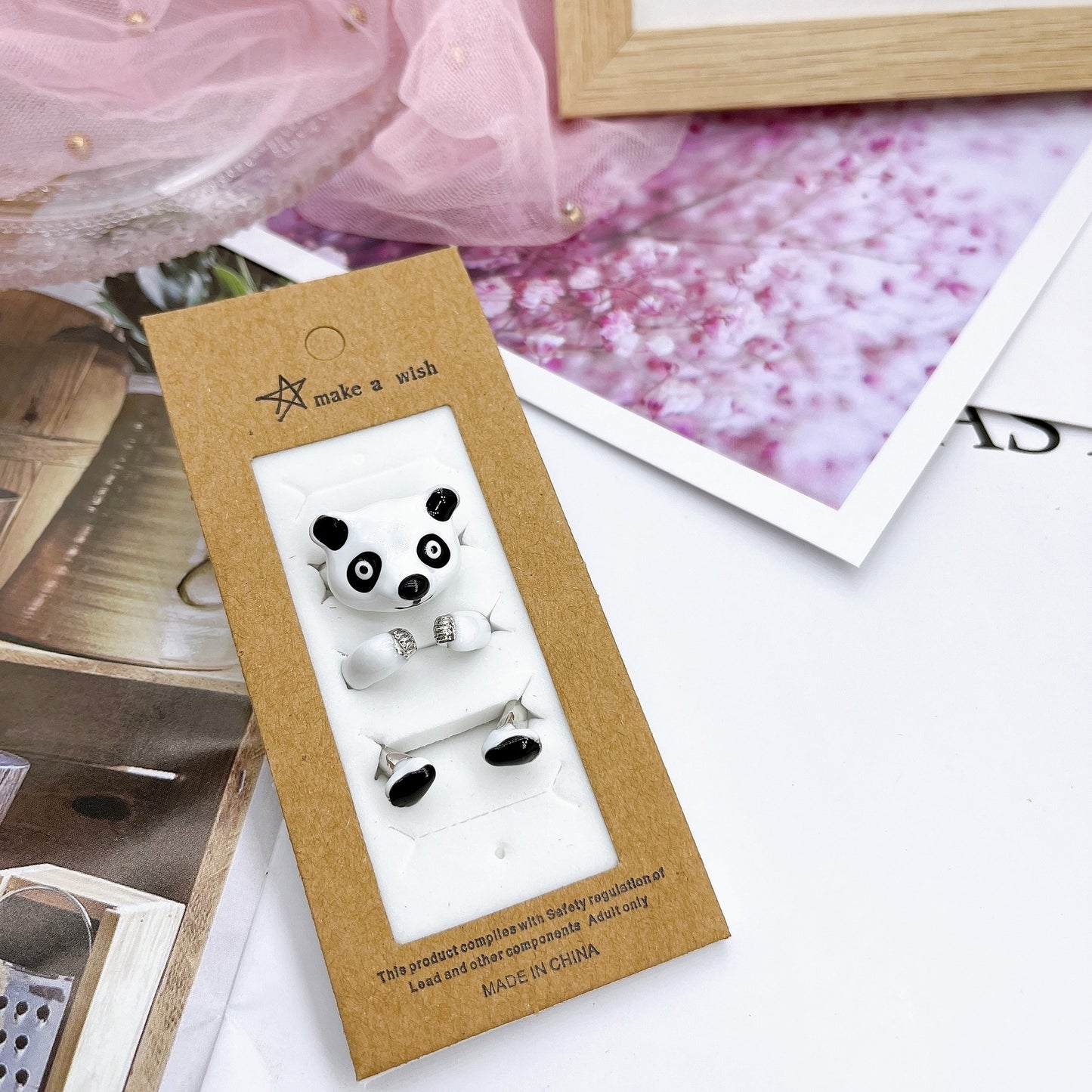 Fashion Panda Enamel Plated Women's Open Ring - Unique 2023 Design