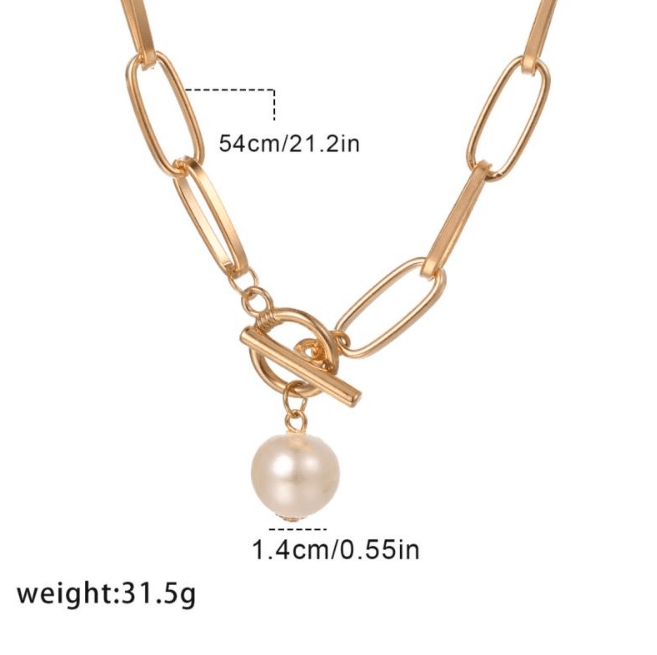 Elegant Pearl Alloy Women's Pendant Necklace - Chic Long Statement Jewelry