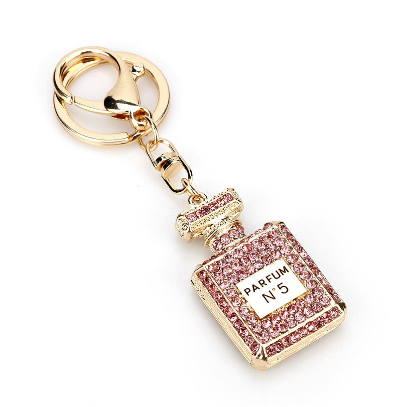 Fashion Rhinestone Perfume Bottle Keychain Pendant for Women